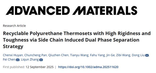 西安交大张立群院士、陈飞教授、刘栋副教授AM：侧链诱导双相分